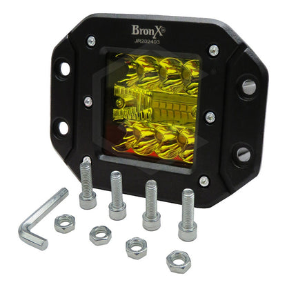 2 Faros Empotrable Fascia 14 Led Blanco O Ambar Fijo 12-24v