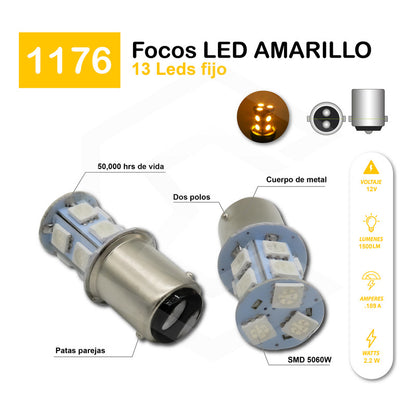 2 Focos 1157 1156 1176 3157 7440 7443 13 Leds Fijo Par Focos