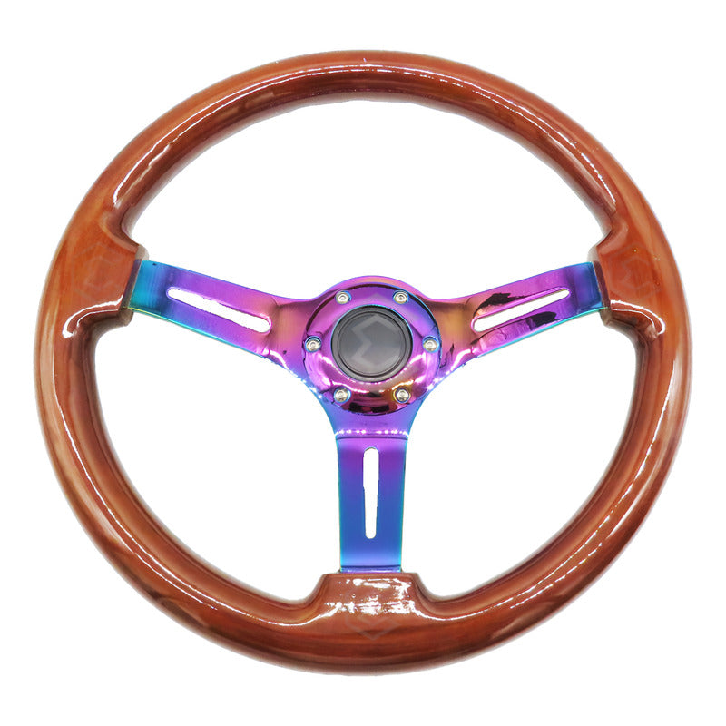 Volante De Madera Automotriz Universal Centro Tornasol 35cm