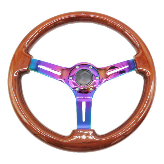 Volante De Madera Automotriz Universal Centro Tornasol 35cm