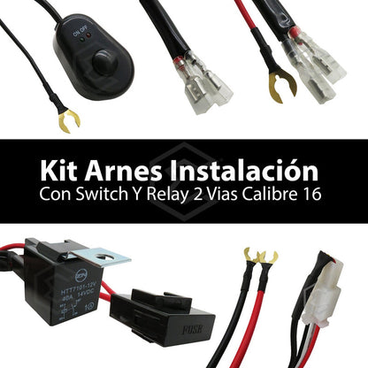 Kit Arnés Instalación Faros Barras Swtich Relay 2 Vía Cal 16
