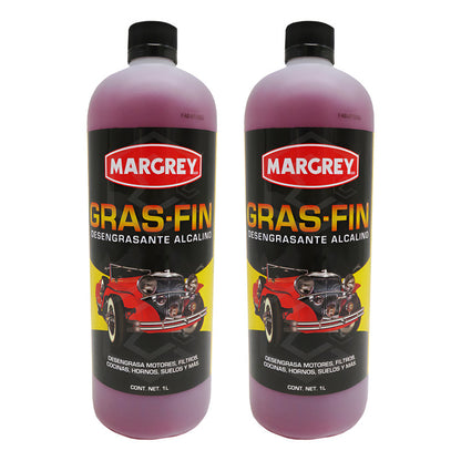 2 Gras Fin 1lt Limpiador Auto Motor Casa Cocina Margrey