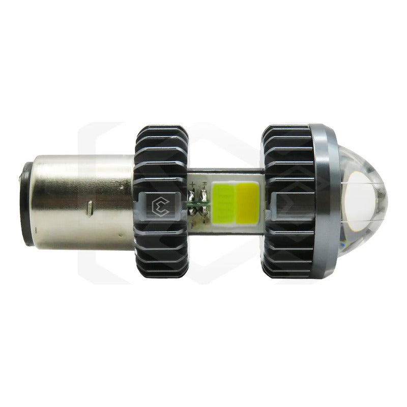 Foco Moto H4 Lupa Proyector Ba20d Bicolor 66 Led 2 Funcion T