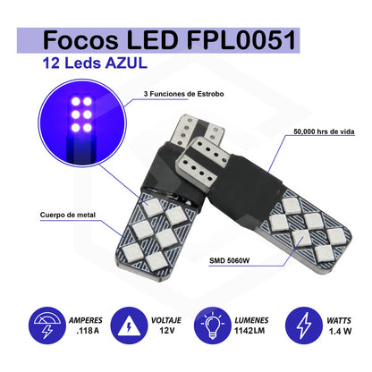 Kit 10 Focos De Pellizco 12 Led 3 Funciones D Estrobo Canbus