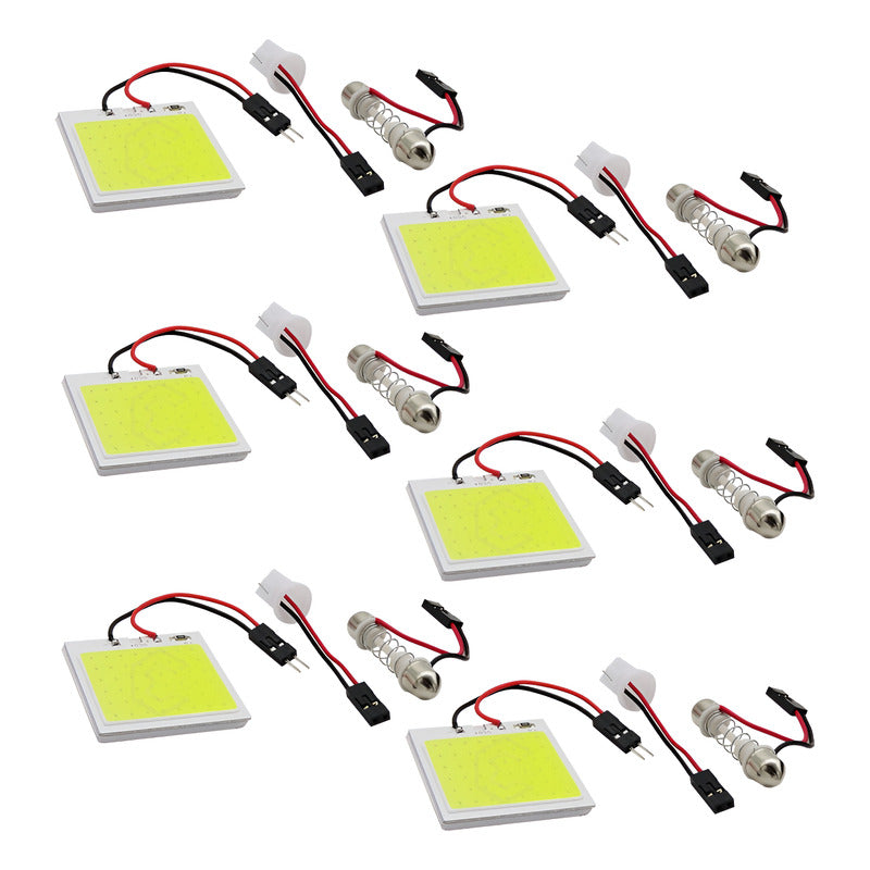 6 Placa Luz Interior Para Coche 24 48 Leds Cob 2 Adaptadores