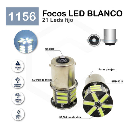 10 Focos 1156 21 Leds 1 Polo Con Estrobo Patas Parejas 12v