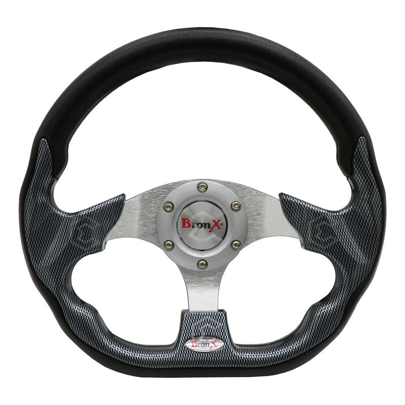 Volante Deportivo Universal De Metal Fibra De Carbón Y Negro