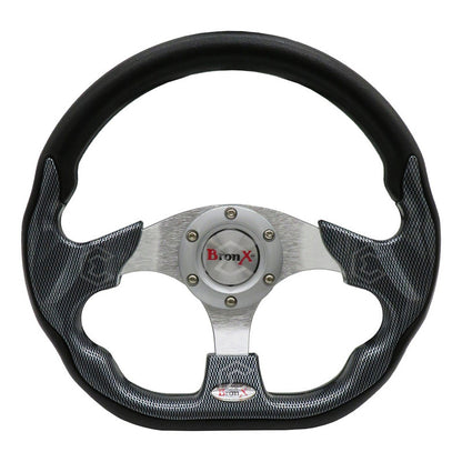 Volante Deportivo Universal De Metal Fibra De Carbón Y Negro