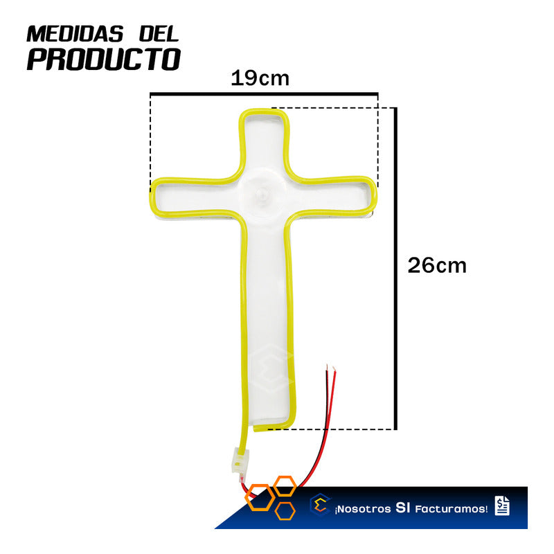 10 Figura Cruz Led Luz Neon Parabrisa Chupón Grande 26cm 12v