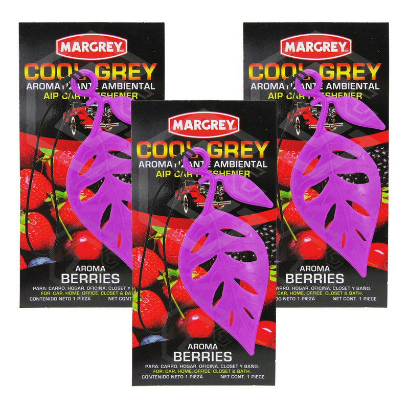 Aromatizante Auto Casa Ambiental Cool Grey Hoja Margrey 3pza