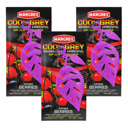 Aromatizante Auto Casa Ambiental Cool Grey Hoja Margrey 3pza
