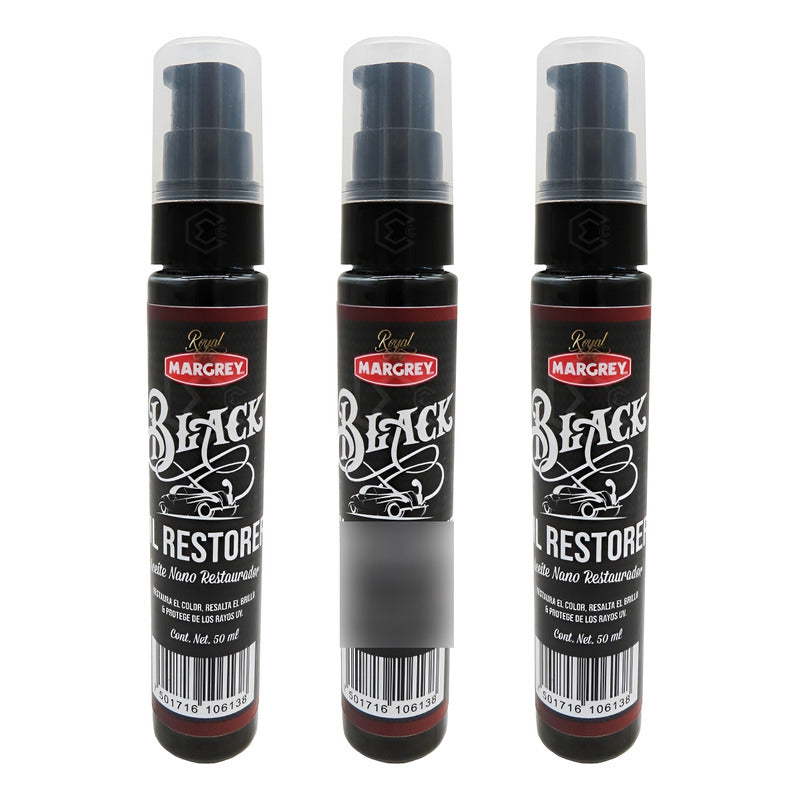 3 Restaurador De Plasticos Negros Oil Restorer 50ml Margrey