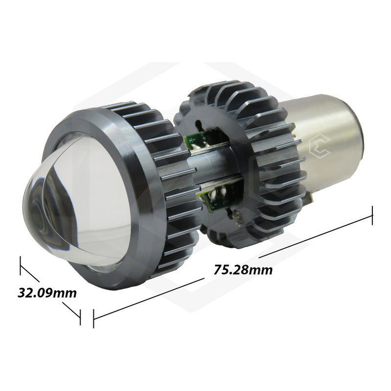 Foco Moto H4 Lupa Proyector Ba20d Bicolor 66 Leds 2 Funcion