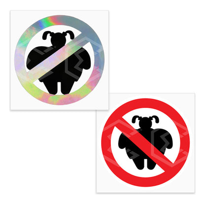 2 Calcomanía Sticker Vinil Prohibido No Gordas Auto Moto 15c