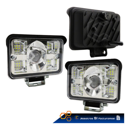 Par Faros 22 Leds Con Lupa Blanco-ámbar Fijo 45,000lm 12-30v
