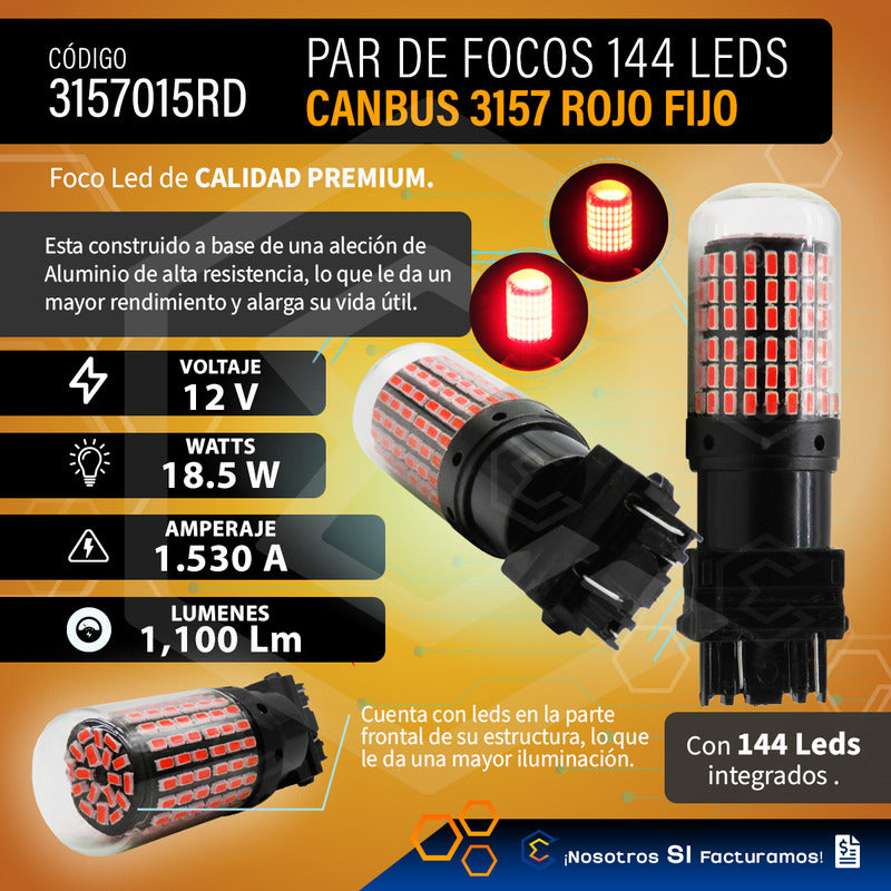 Par Focos 3157 3156 144 Leds Canbus Cristal Cuartos Stop 12v