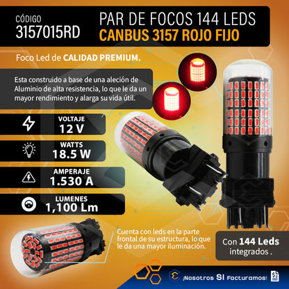 Par Focos 3157 3156 144 Leds Canbus Cristal Cuartos Stop 12v