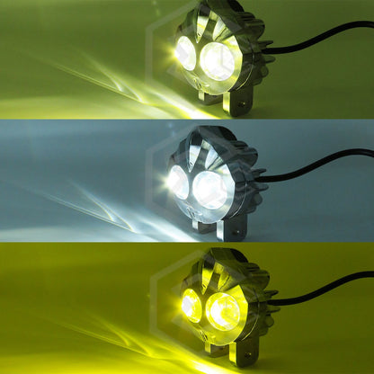Faros Universales Cara De Flama Bicolor Fijo Estrobo 12-24v