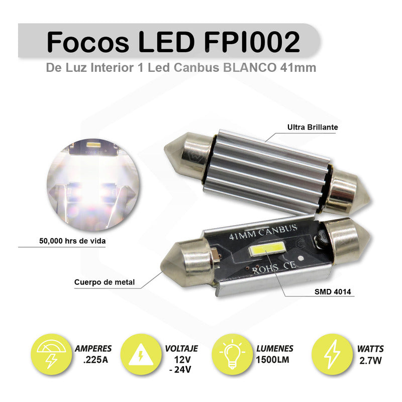 Par De Luz 3 Led Interior Auto Canbus 31mm 41mm 36mm 39mm