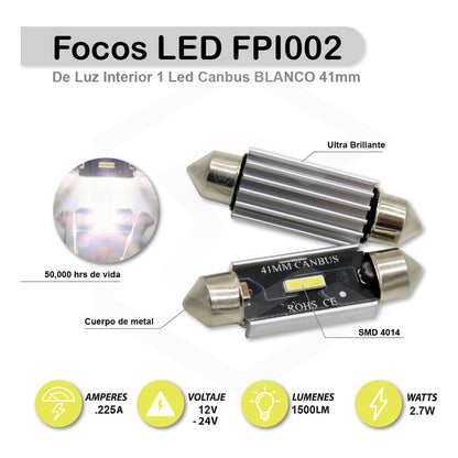 Par De Luz 3 Led Interior Auto Canbus 31mm 41mm 36mm 39mm