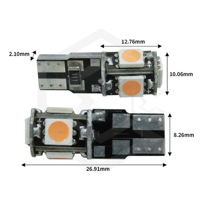 Kit De 10 Focos De Pellizco T10 5  Leds 5050 Alta Potencia