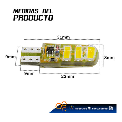 Kit 10 Focos De Pellizco 6 Leds Smd T10 Gel Luz Estrobo 12v