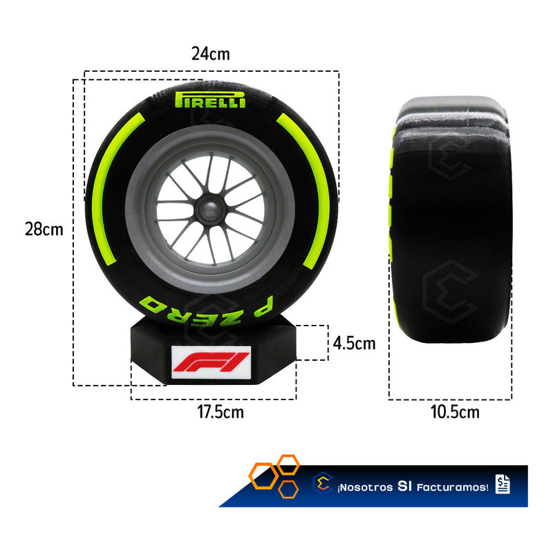 Llanta F1 Pirelli P Zero Decorativa 28cm Impresión 3d 5 Pzas Azul