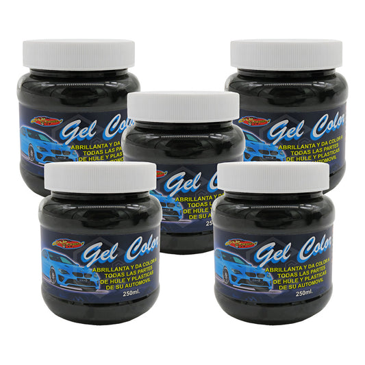 5 Gel Abrillantador Renueva El Color Hules Y Plasticos 250ml Negro