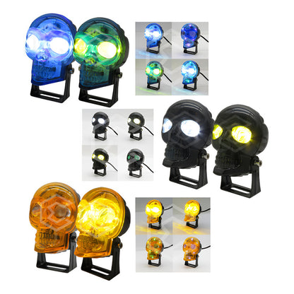Par Faros 18 Leds 2 Lupas Rgb Calavera 12 Funciones 12-24v