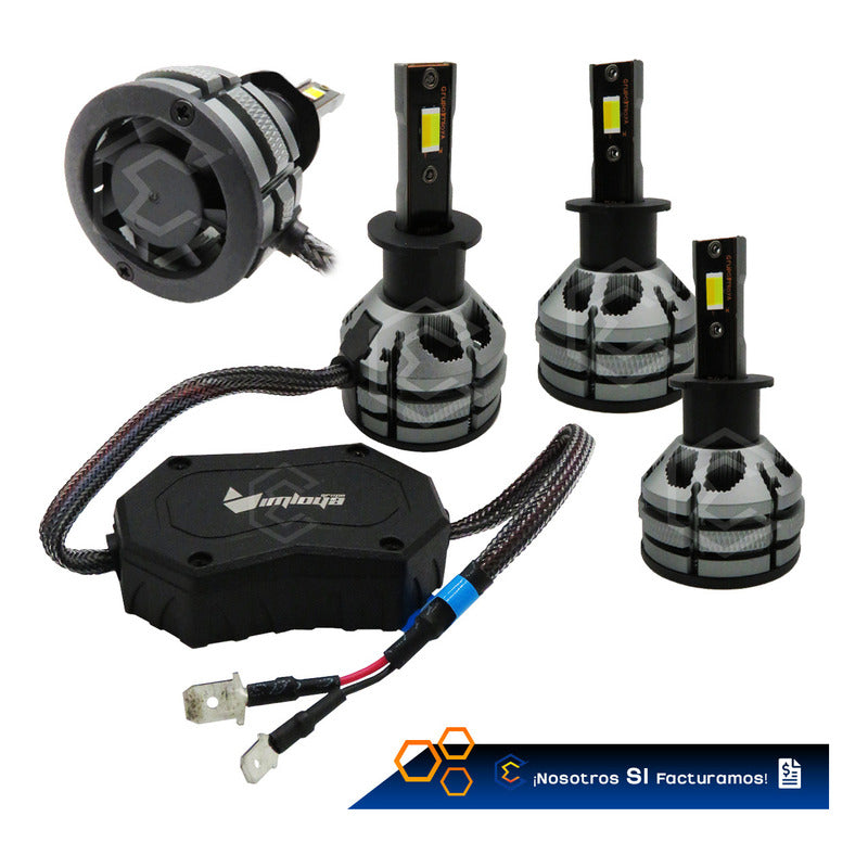 2 Focos Led H3 Ventilador Alta Baja Tricolor 18,000lm 12-24v H3