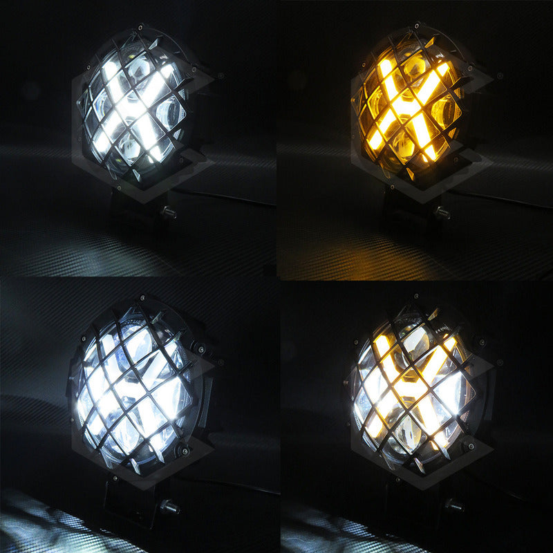 Par De Faros 7'' 30 Leds 4 Lupas Bicolor En X Rejilla 12-24v