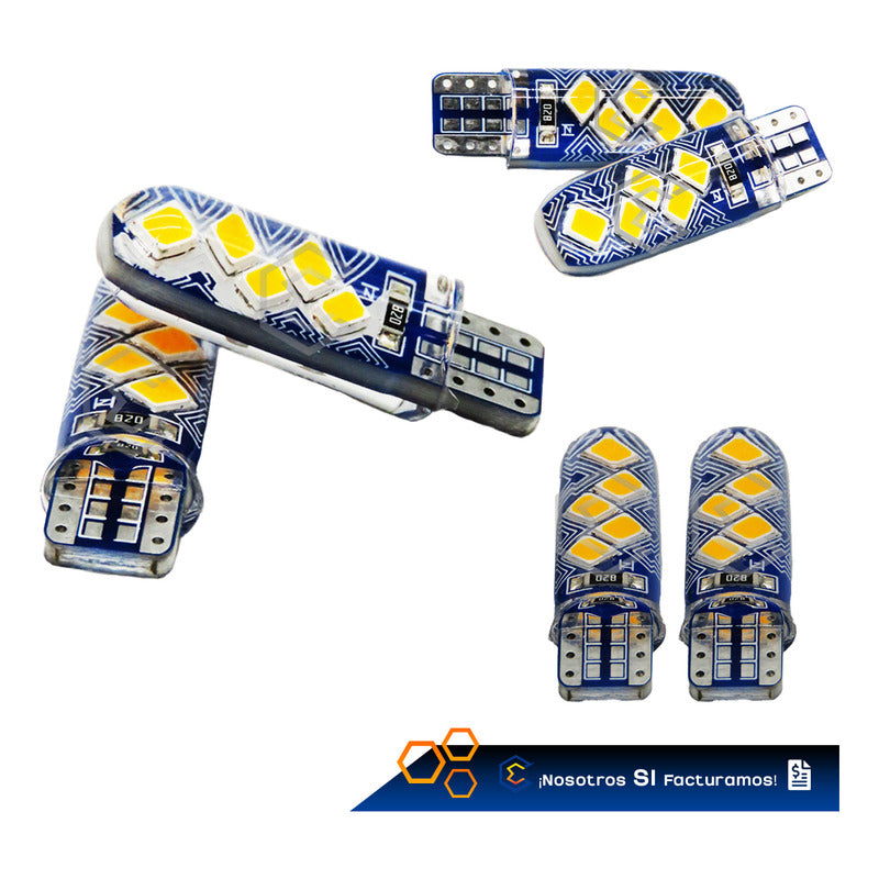 Par De Focos De Pellizco T10 10 Leds Smd Silicón Mosaico 12v