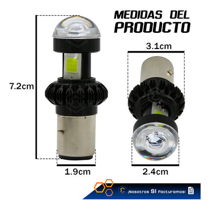 Foco Moto Ba20d 30 Led Cob Alta Y Baja Lupa Blanca 6.5w 12v