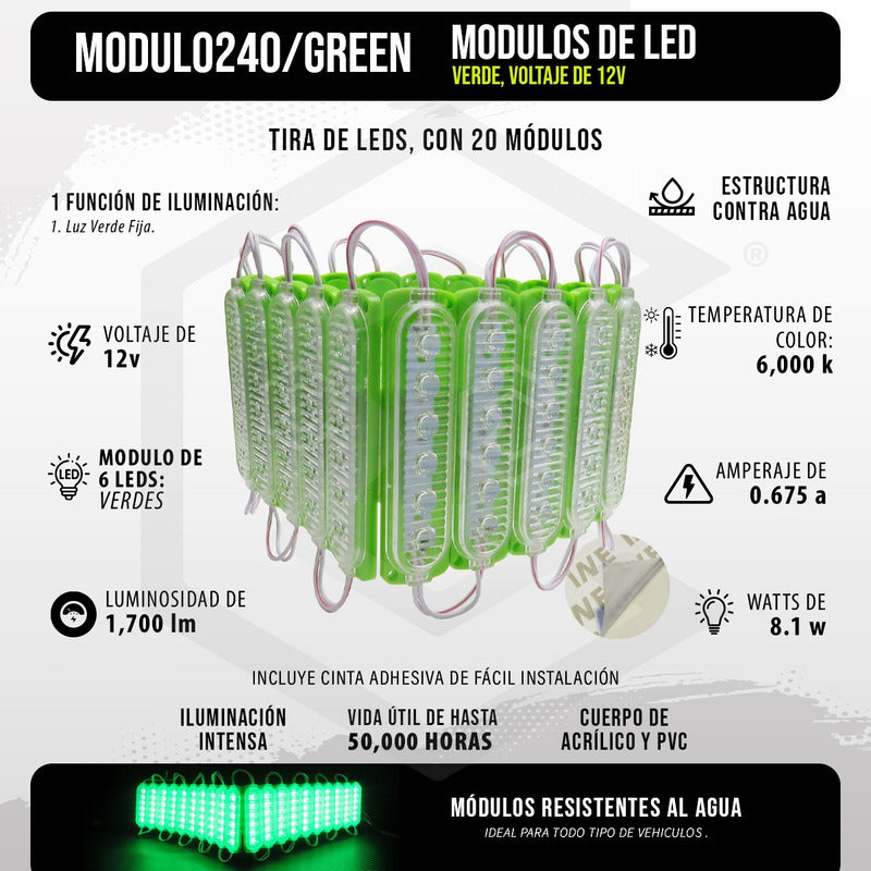 20 Módulos 6 Led Acrilico Alta Intensidad Color A Elegir 12v
