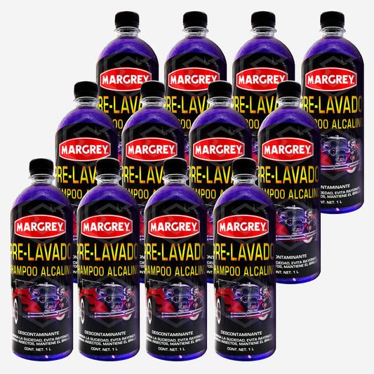 Combo 12 Prelavadores Shampoo Alcalino 1l Margrey Automotriz