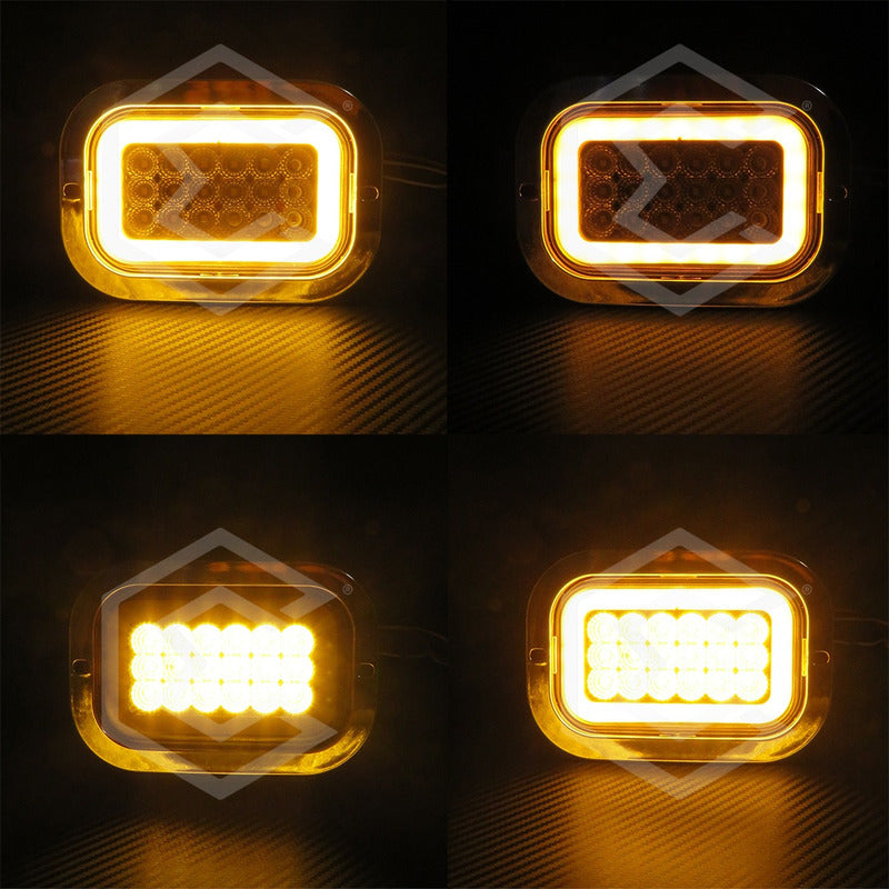 Par Plafón Calavera Rectangular 18led Bicel Cromo Gel 12-24v