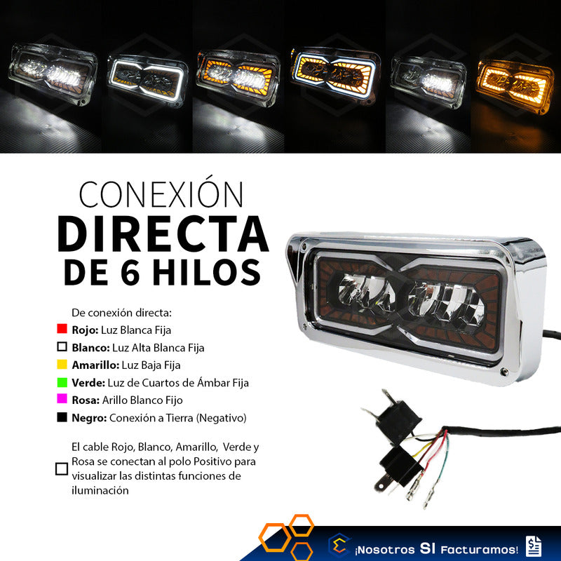 Par Faros Unidad Principal Kenworth T800 T600 W900 Pestaña Ambos Lados
