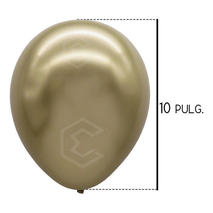 Bolsa 50 Globos Dorado Metálicos #10 Fiestas Y Bodas Latex Dorado