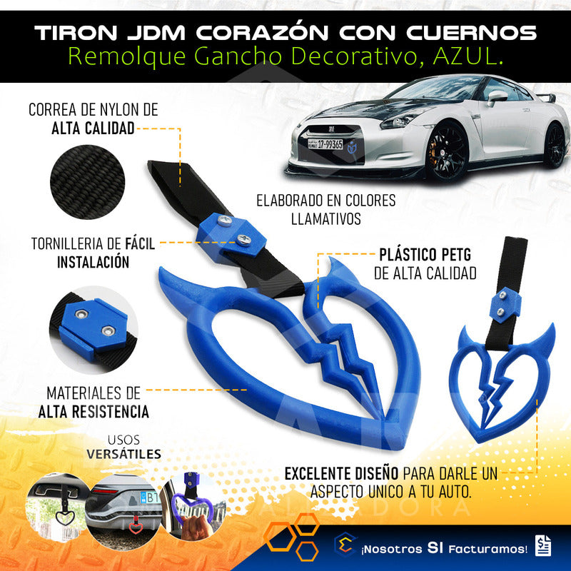 Tiron Corazon Cuernos Jdm Tsurikawa Remolque Gancho Decorati
