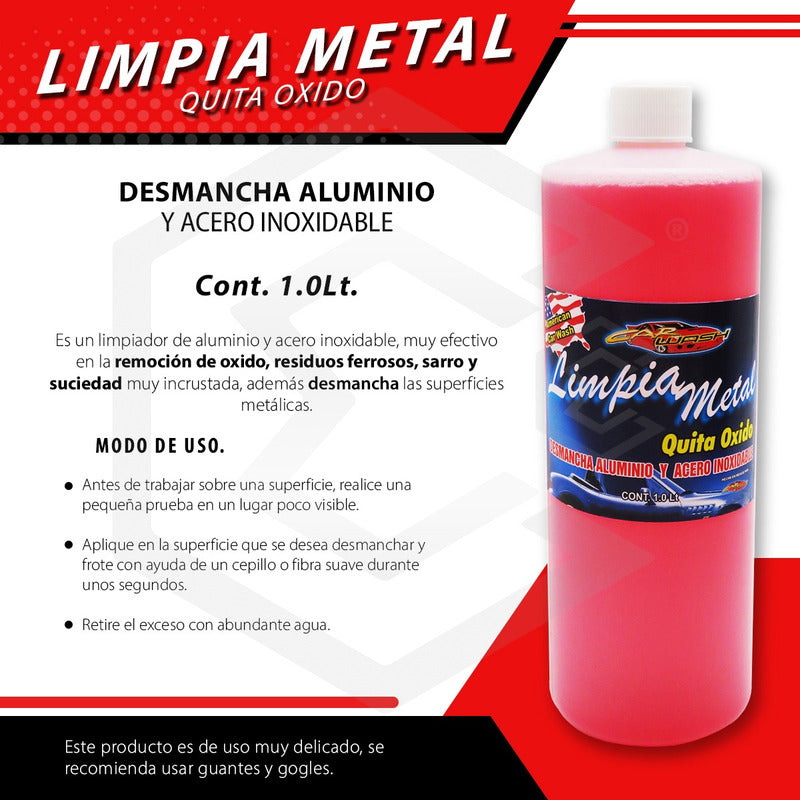 Limpiador Metal Aluminio Y Acero Inoxidable Remueve Oxido 1l Rosa