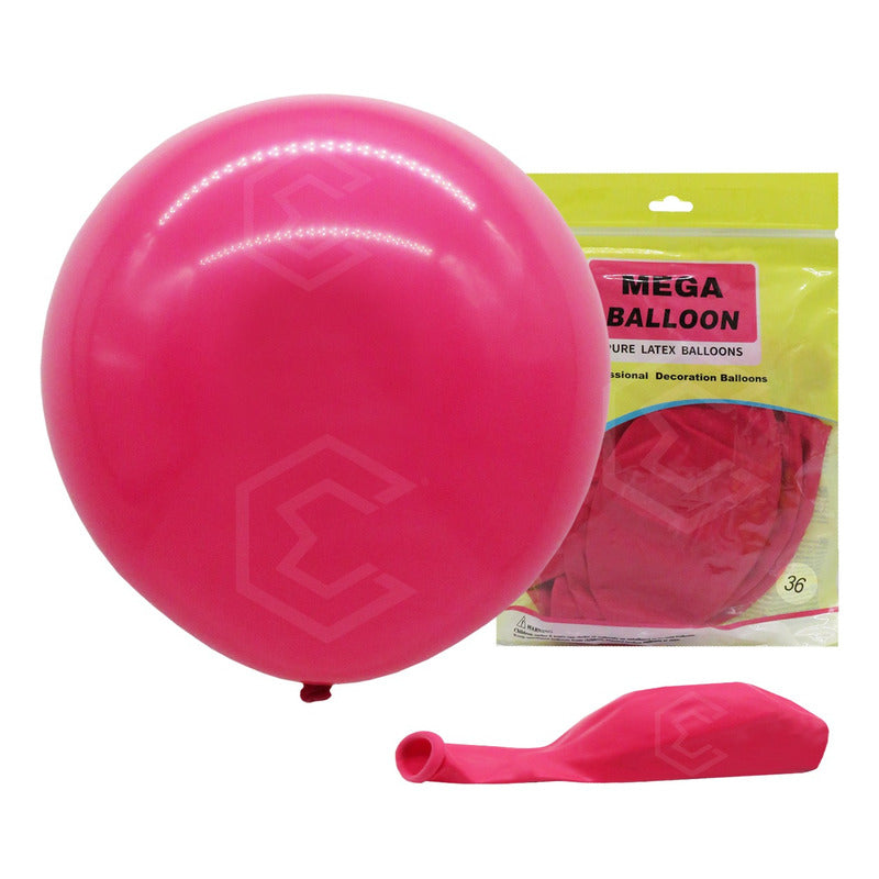 Bolsa 3 Globos Rosa Brillosos #36 Adorno Fiestas Bodas Latex Rosa Brillante