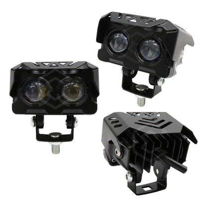 Par De Faros 12 Leds 2 Lupas Blanco-ambar 3 Funciones 10-30v