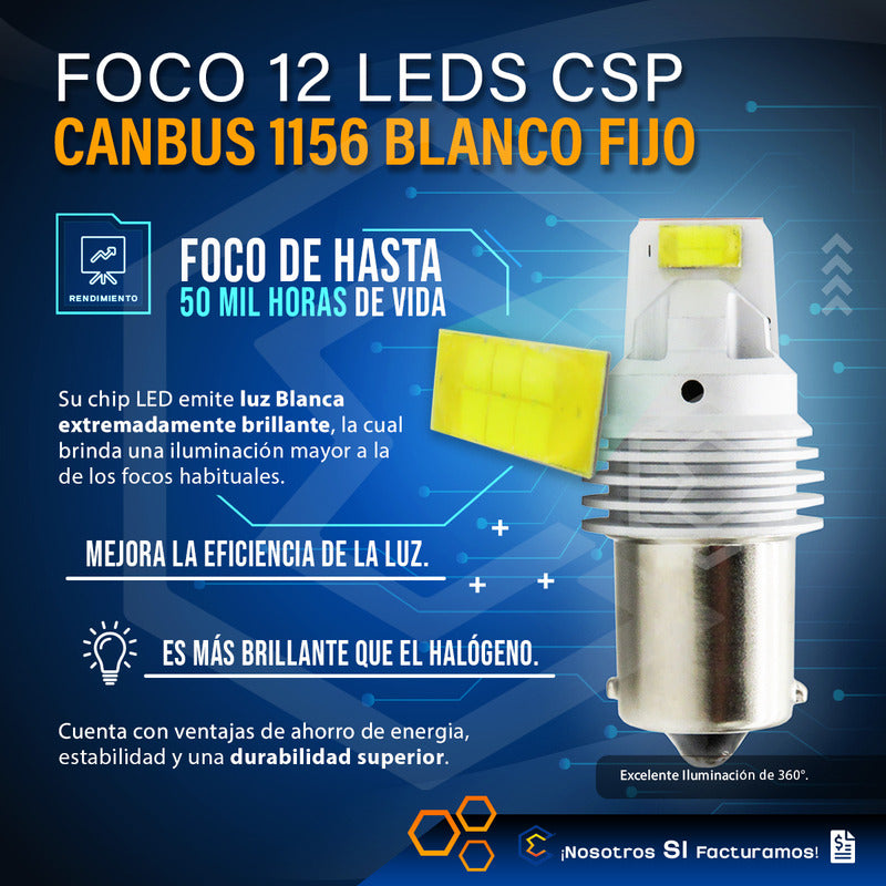 Par De Focos 1156 12 Leds Csp Canbus Fijo 10-60v 11w 1100lm