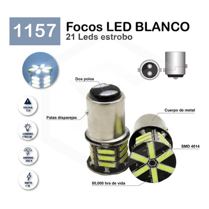 Par De Focos 21 Leds 1157 2 Polos Patas Disparejas Estrobo
