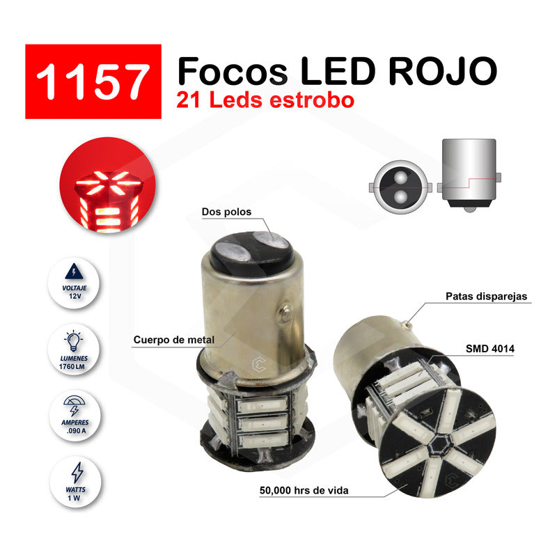 Par De Focos 21 Leds 1157 2 Polos Patas Disparejas Estrobo