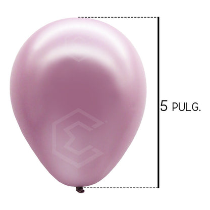 Bolsa 100 Globos Rosa Lila Metalico #5 Fiestas Bodas Latex Rosa