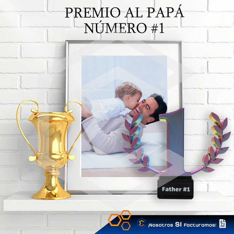 Trofeo Premio Papá #1 Regalo Día Del Padre Impresión 3d Petg