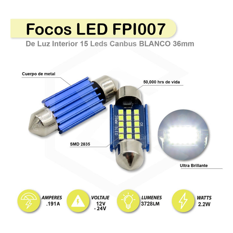 Par De Focos Luz Interior 18 Leds Canbus 31mm 36mm 39mm 41mm