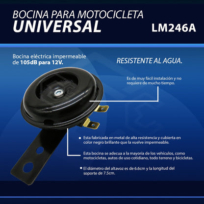 Claxon Bocina Universal Eléctrica De Metal Para Motocicleta