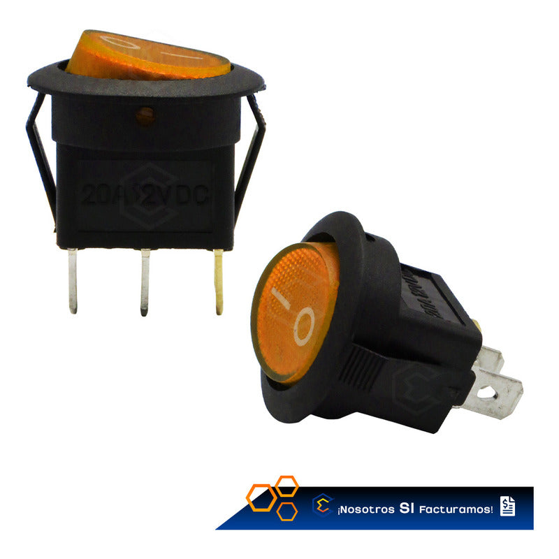 Switch Interruptor De Tecla Redondo 1 Paso Con Luz 10 Piezas